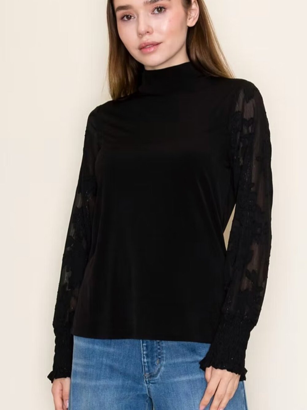 Lace & Luxe Mock Neck Top